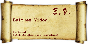 Balthes Vidor névjegykártya
